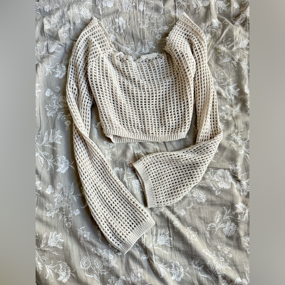 LA HEARTS off-the-shoulder distressed cover-up knit cardigan